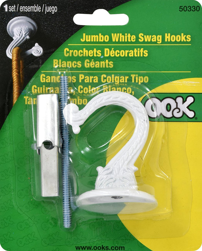 OOK 50330 Jumbo Swag Hook with Hardware, White 1-Pack