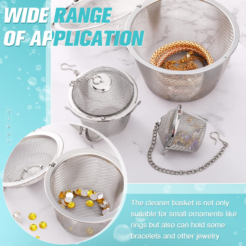 Ultrasonic Cleaner Baskets Ultrasonic Cleaning Solution Ultrasonic Parts Cleaner Jewelry Steam Cleaner Basket Cleaning Small Holder with Lock and Hook Stainless Steel (3 Pieces,1.7, 2.5, 4.3 Inch) 3 1.7, 2.5, 4.3 Inch