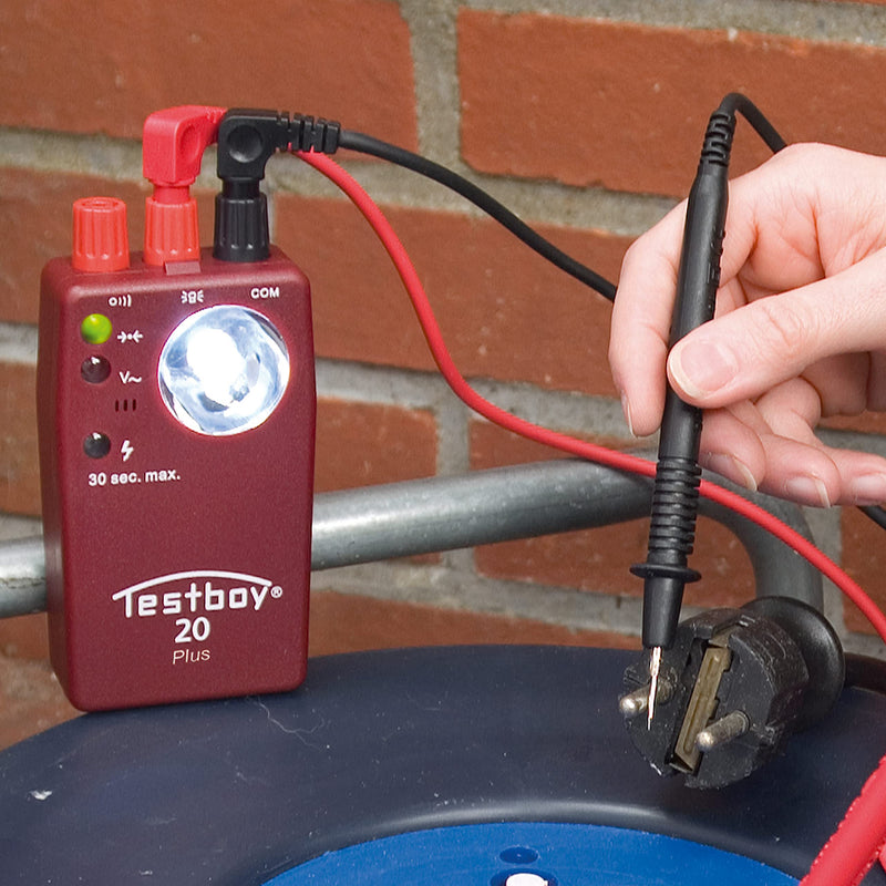 Testboy 20 Plus external voltage protected continuity tester CAT II 300 V, electrician tool (non-contact voltage sensor, high-performance LED flashlight, quick in seconds), red compact
