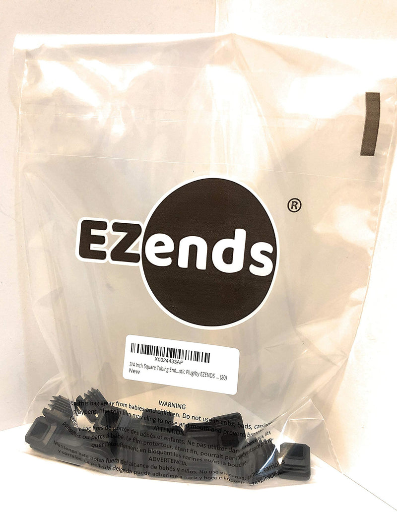 3/4 Inch Square Tubing End Cap 20 PK (14-20 Gauge Wall Tubing) Plastic Plugs/Square End Caps/Plastic End Caps/Square Plug/Square Plastic Plug/by EZENDS â€¦ (20) 14/20 Gauge