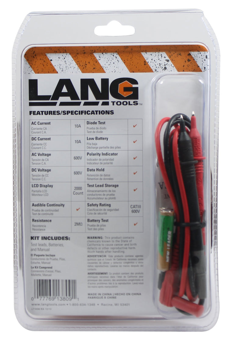 Lang Tools 13809 CAT III Digital Multimeter, Black
