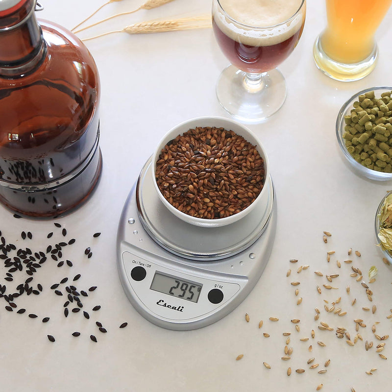 Escali Primo P115C Precision Kitchen Food Scale for Baking and Cooking, Lightweight and Durable Design, LCD Digital Display, 8" x 6" x 1.25", Chrome