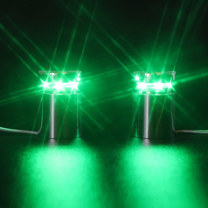 TOPNIKE LED Sign Standoffs 1"×1", Polished Chrome, Green LED Standoff Sign Holder, for Glass, Acrylic and Other Transparent Plates, Pack of 4 LED Standoffs with 1 Power Supply.