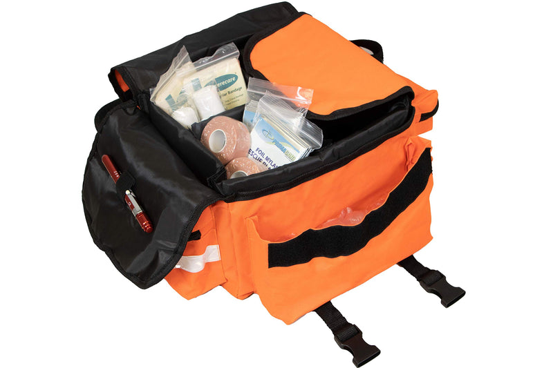 Primacare KB-RO74-O First Responder Bag for Trauma, Professional Multiple Compartment Kit Carrier for Emergency Medical Supplies, Orange, 17 x 7 x 9 inches