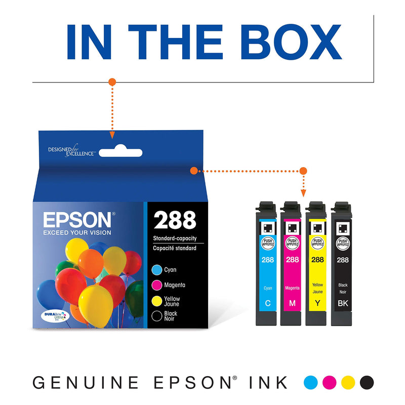 EPSON T288 DURABrite Ultra Ink Standard Capacity Black & Color Cartridge Combo Pack (T288120-BCS) for select Epson Expression Printers, Black and Color Combo Pack