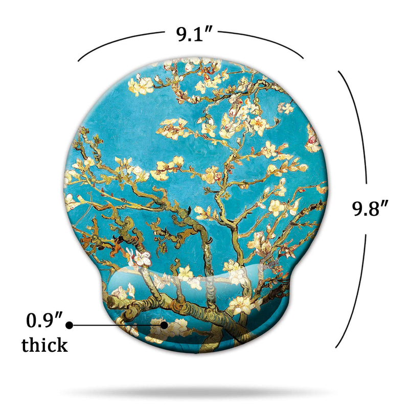 Dooke Ergonomic Mouse Pad with Wrist Support, Cute Mouse Pads with Non-Slip Rubber Base for Home Office Working Studying Easy Typing & Pain Relief Almond Blossoms