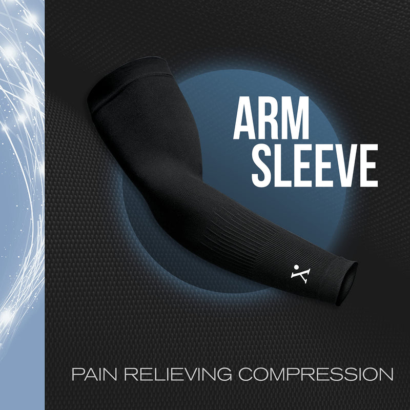 NUFABRX Pain Relieving Arm Compression Sleeve for Men & Women | Full Arm Cover and Elbow Brace | All Day Relief Against Arthritis Tendonitis and Tennis Elbow | One Size Fits All