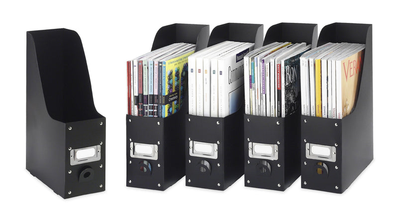 Whitmor Magazine Storage Desk Organizers - Black (Set of 5) BLACK PLASTIC MAGAZINE ORGANIZERS S/5