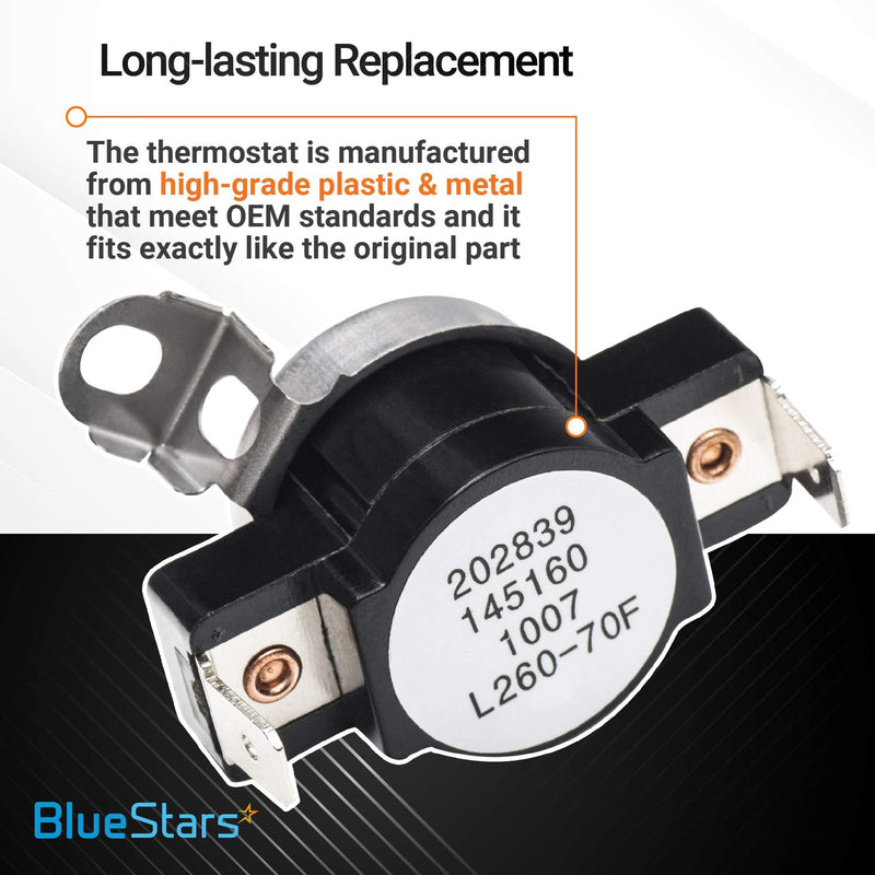 3204267 Dryer Safety Thermostat Replacement Part by Blue Stars- Exact Fit for Frigidaire Kenmore Electrolux Dryer- Replaces 508516 73204267 AP213147