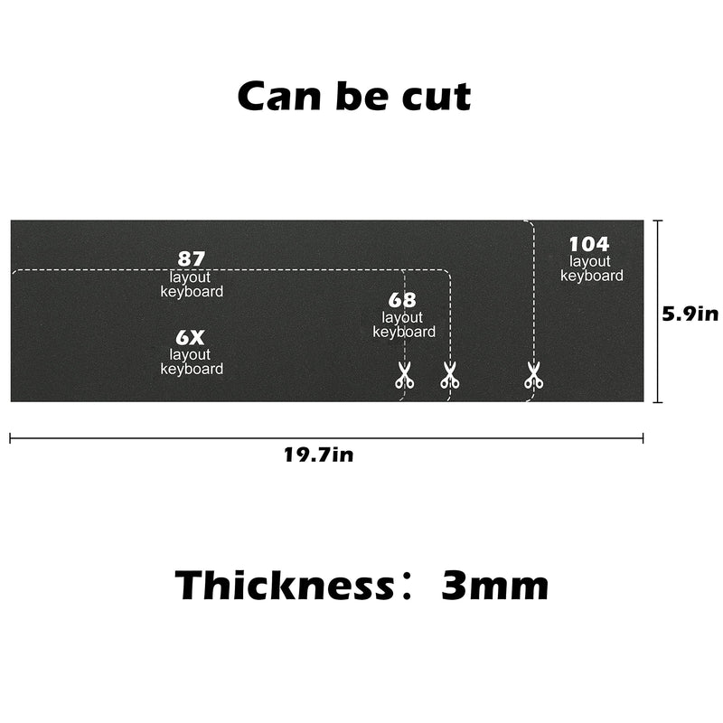 HONKID Keyboard Foam, Sound Dampening Foam for Mechanical Keyboard Bottom, Made of LE-20 Poron, Black (H 3mm) Thickness:3mm