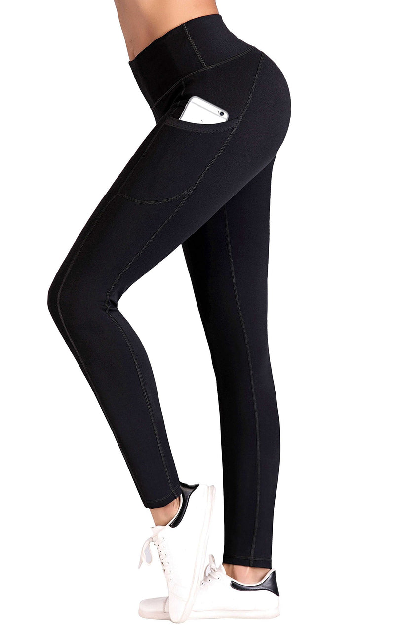 IUGA High Waist Yoga Pants with Pockets, Tummy Control, Workout Pants for Women 4 Way Stretch Yoga Leggings with Pockets X-Small Black I840