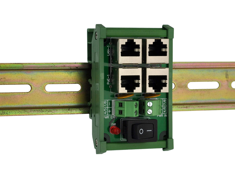CZH-LABS DIN Rail Mount 2 Ports Passive RJ45 PoE Power Injection Board, Power Over Ethernet Injector Module.