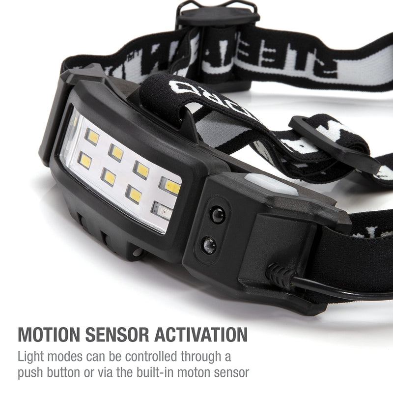Steelman Pro Slim Profile Motion Activated LED Headlamp with Red LED Night Vision Mode and Rear Safety Flasher