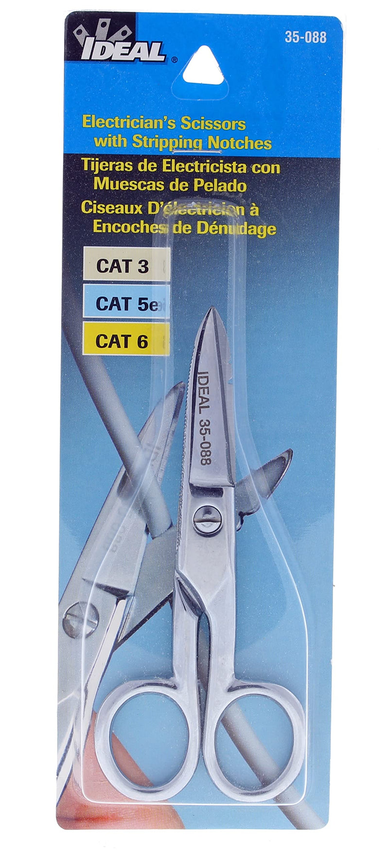 IDEAL Industries, Inc. 35-088 Electrician's Scissors, Heavy-Duty Scissors for 16 AWG Solid, 12 AWG Stranded Wire, 5 1/2 in., 1 Scissor