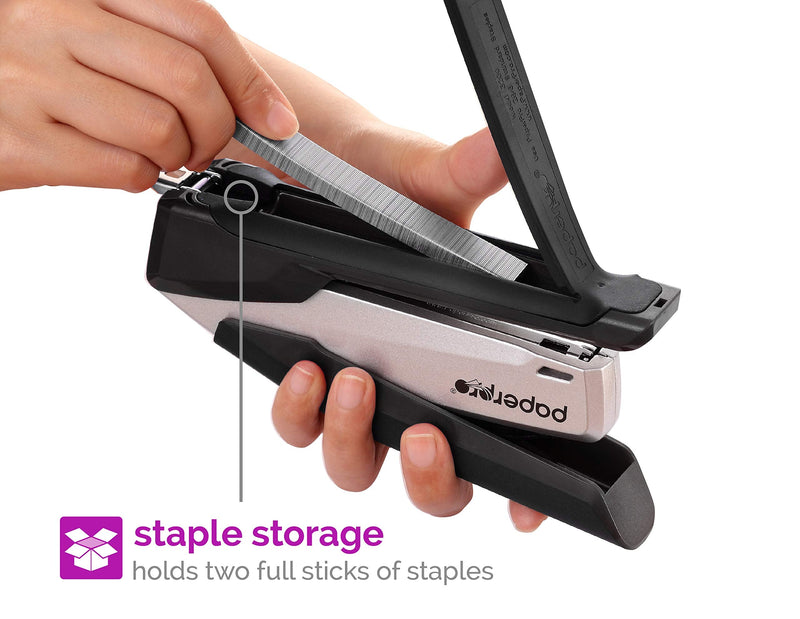 PaperPro - 1115 - inPOWER+ 28 Premium Stapler with Built-in Staple Remover, 28 Sheets, Full-Strip, Black/Silver