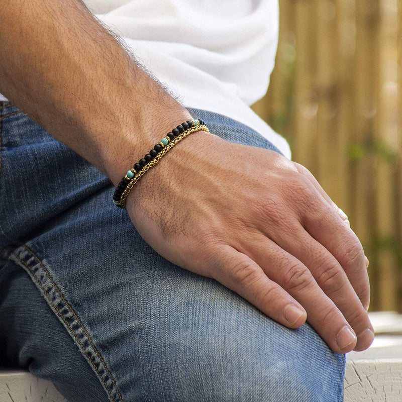 Handmade Cuff Chain Bracelet For Men Made Of Gold Plated Over Stainless Steel By Galis Jewelry - Gold Bracelet For Men - Cuff bracelet For men - Jewelry For Men - FITS 7"-8" WRIST SIZE