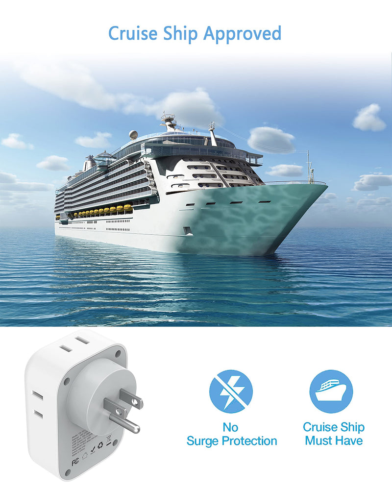 Wall Charger, USB Plug Adapter Outlet Extender, TESSAN 3 USB Ports(1 USB C Port), Multi Charging Station for Cruise, Bathroom, Office, Dorm Essentials White, Grey