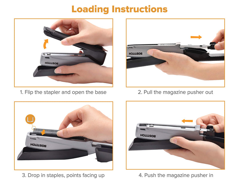 Bostitch Executive Stapler - 3 in 1 Stapler - One Finger, No Effort, Spring Powered Stapler, Black/Gray (INP20), 20 Sheets