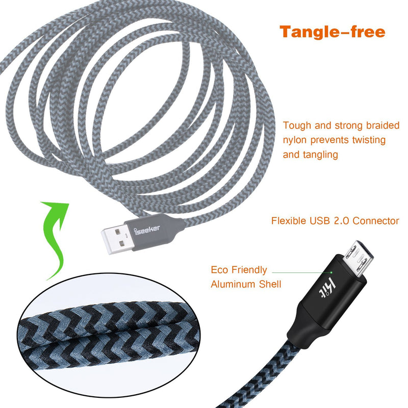 PS4 Controller Wire, iSeekerKit 2-Pack 15Ft PS4 Micro USB Cable Xbox Controller Charging Cable for Playstation 4 Dualshock 4 PS4 Slim/Pro, Xbox One S/X, Android, Samsung