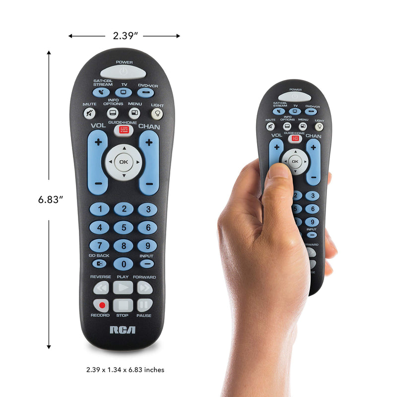 RCA RCR313BE Big Button Three-Device Universal Remote, Black Three Device Remote