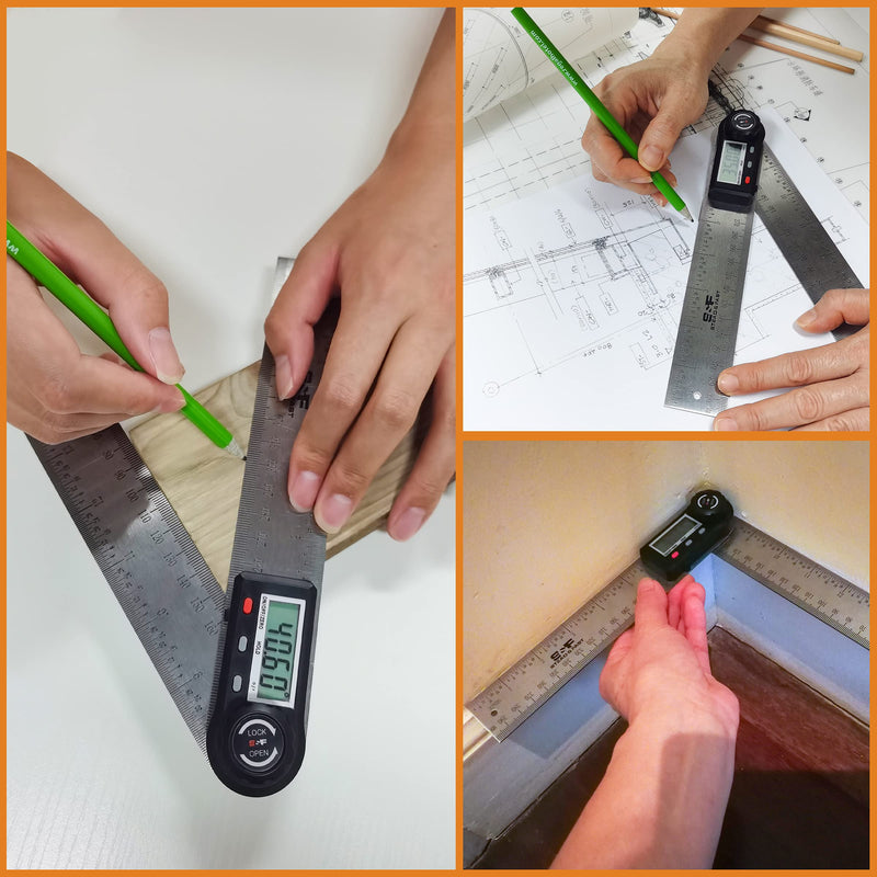 Digital Angle Finder Tool 7 Inch / 180 mm Stainless Steel with Pouch, Digital Protractor Angle Finder for Woodworking Measurement, Angle Measuring Tool by S&F STEAD & FAST Digital Angle Ruler 7 Inch