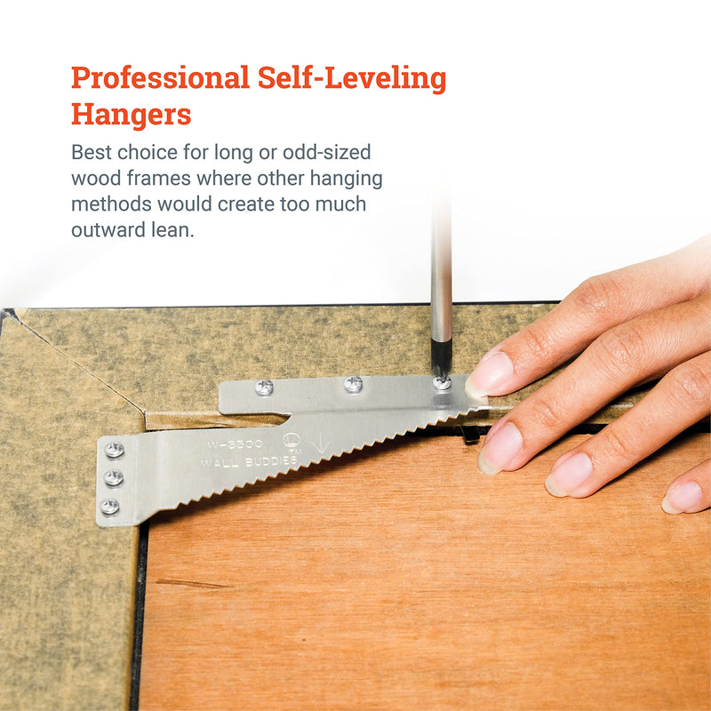 Wall Buddies Large Wall Hanger for Wood Picture Frames - Supports 60 lbs - 5 Pack - Includes Wall Hooks, Nails and Screws
