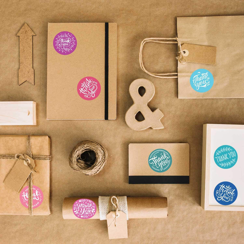 Thank You Sticker Roll of 1000 1.5 Inch 8 Designs Thank You Stickers Small Business Thank You Stickers Pink Thank You Stickers for Packaging Stickers Thank You Large Thank You Stickers