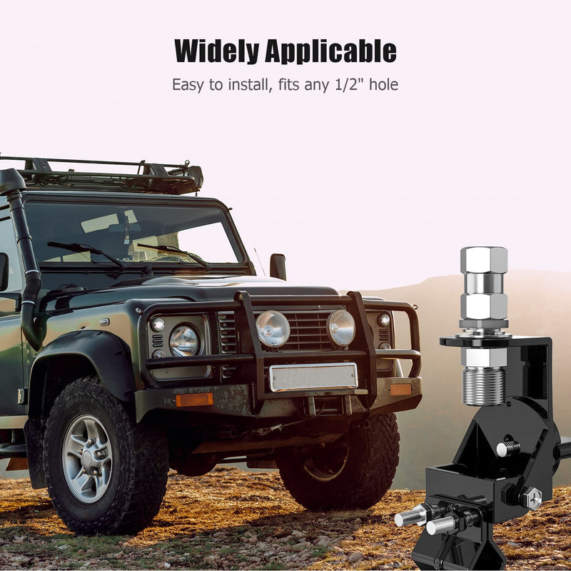 Heavy Duty CB Antenna Stud Mount Adapter Copper Nickel Plated with SO-239 Connector for Mounting 3/8 x 24 Threads CB HAM Radio Antennas Silver