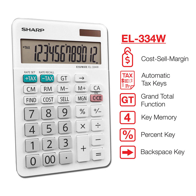 Sharp EL-334WB Business Calculator, White 4.0