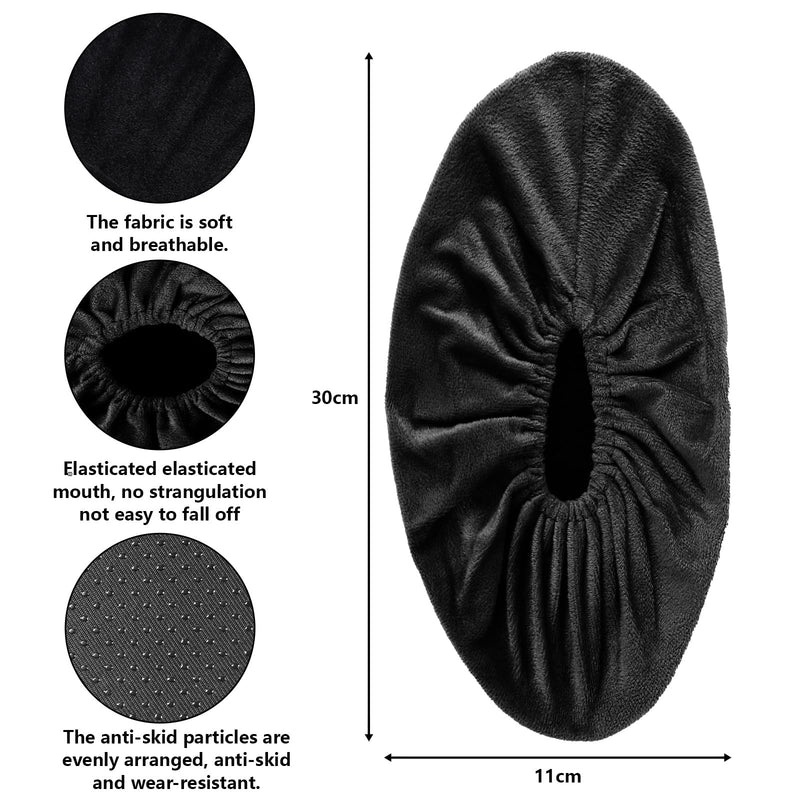 WUFANC Copriscarpe in Velluto - Riutilizzabile, Lavabile, Resistant All'usura Antiscivolo - Copriscarpe Monouso Adatto for la Pavimentazione Domestica in Moquette e Altri Luoghi Diversi (5, Nero) One Size Black