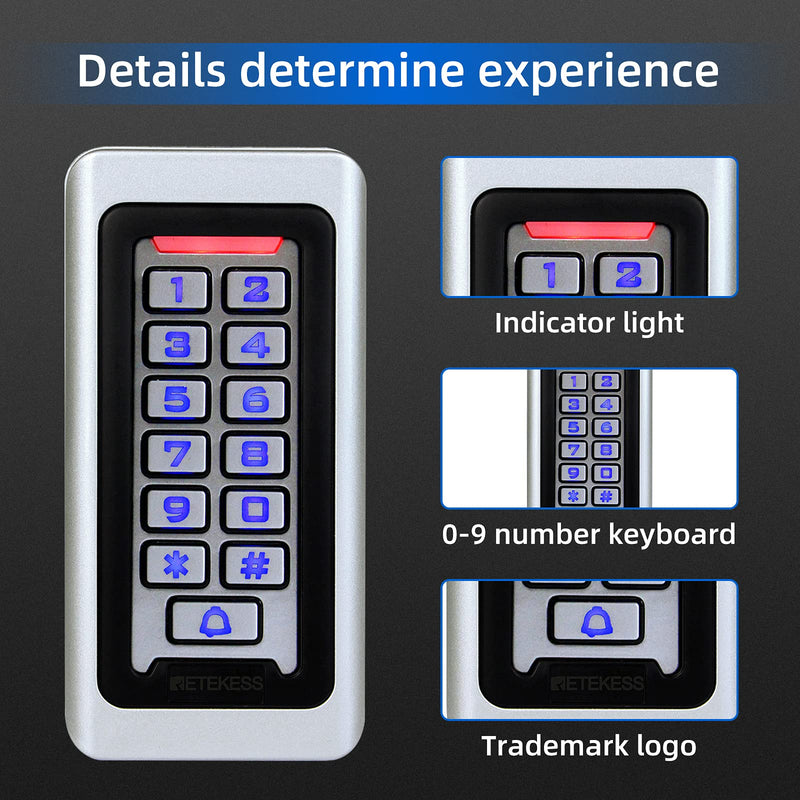 Retekess T-AC03 Security Access Control Keypad,RFID Keypad,Door Access Control,Stand-Alone Keypad,2000 Users,Wiegand 26-bit,Support Proximity RFID Card
