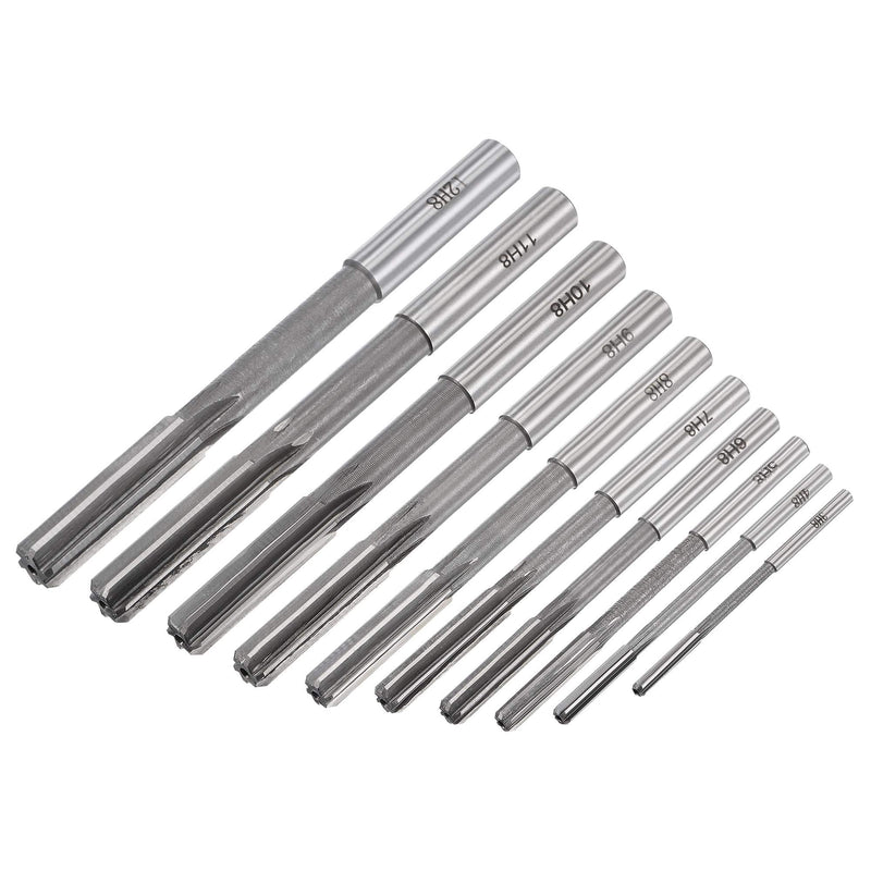 uxcell Chucking Reamer Set Lathe Machine Reamer Straight Flute Milling Cutter High Speed Steel H8 Tolerance (3mm 4mm 5mm 6mm 7mm 8mm 9mm 10mm 11mm 12mm) 10pcs