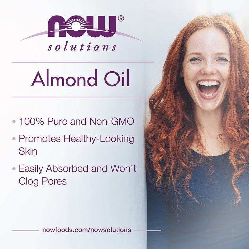NOW Solutions, Sweet Almond Oil, 100% Pure Moisturizing Oil, Promotes Healthy-Looking Skin, Unscented Oil, 16-Ounce