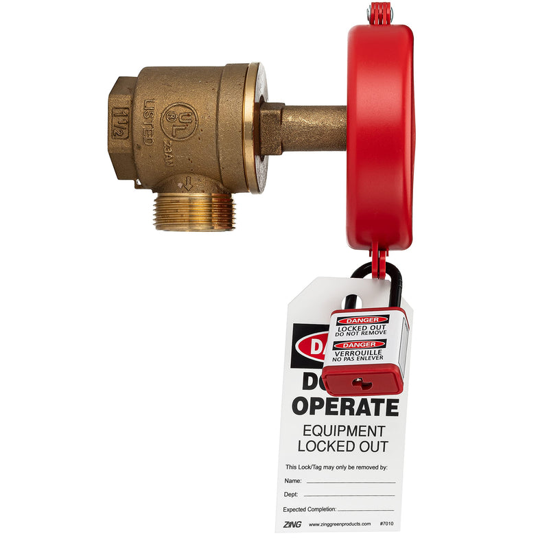 Zing Green Products 7104 RecycLockout Gate Valve Lockout, 2.5 Inch - 5 Inch, Recycled Plastic, red 2-1/2 inches - 5 inches Valve Handle Diameters