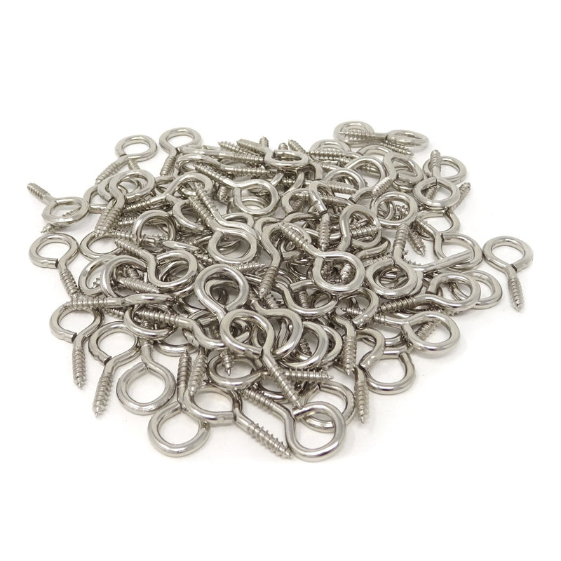 Honbay 100PCS 28mm(1.1 Inch) Nickel Plated Screw Eyes Pins Eye Bolt Hooks Eye Shape Screw Hooks Hanging Cup Hooks (Silver) Silver