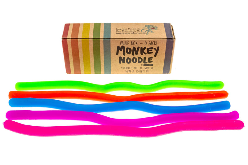 Impresa Products 5-Pack of Original Stretchy String Fidget / Sensory Toys (BPA/Phthalate/Latex-Free) - Stretches from 10 Inches to 8 Feet!