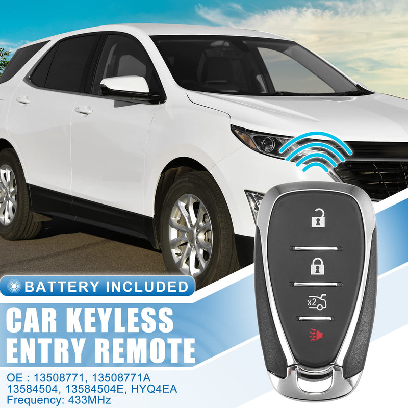 X AUTOHAUX 4 Button Car Keyless Entry Remote Control Replacement Key Fob Proximity Smart Fob HYQ4EA for Chevy Malibu 2016-2018 433MHz 46 Chip