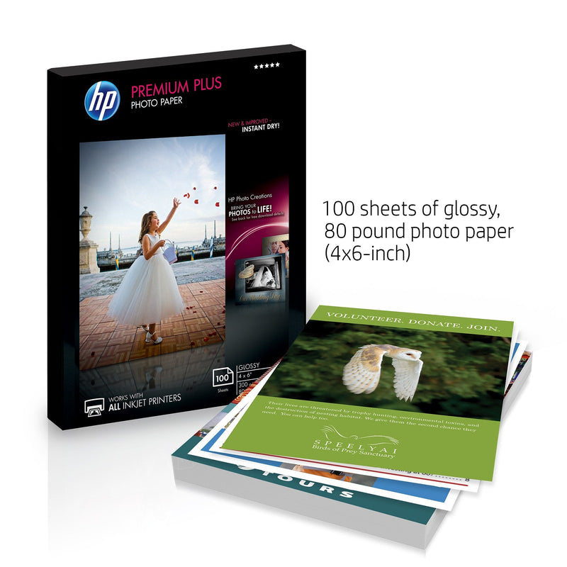 HP Premium Plus Photo Paper | Glossy | 4x6 | 100 Sheets