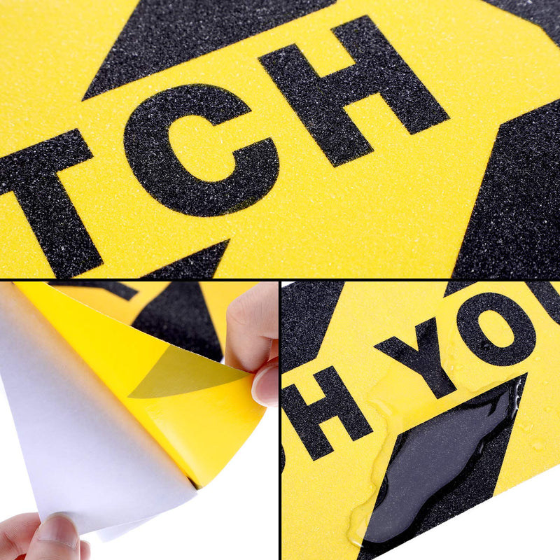 Watch Your Step Floor Decals Stickers 6 x 24 Inch Warning Sticker Adhesive Tape Anti Slip Abrasive Tape for Workplace Safety Wet Floor Caution Yellow