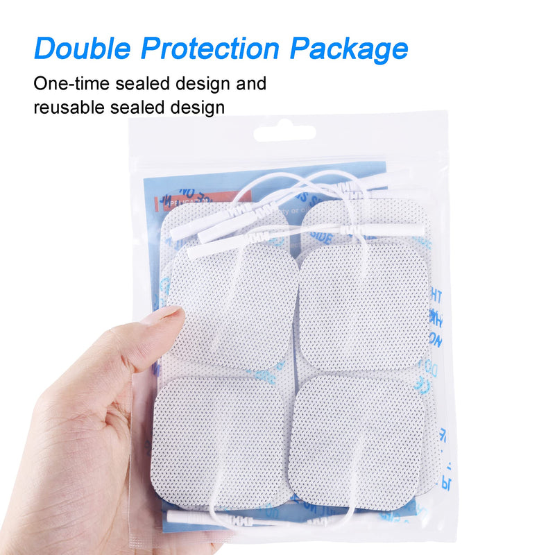 LYINIE TENS Unit Pads 32pcs Reusable Replacement Electrode Patches for Electrotherapy (2"x2" 16pcs, 2"x4" 16pcs)