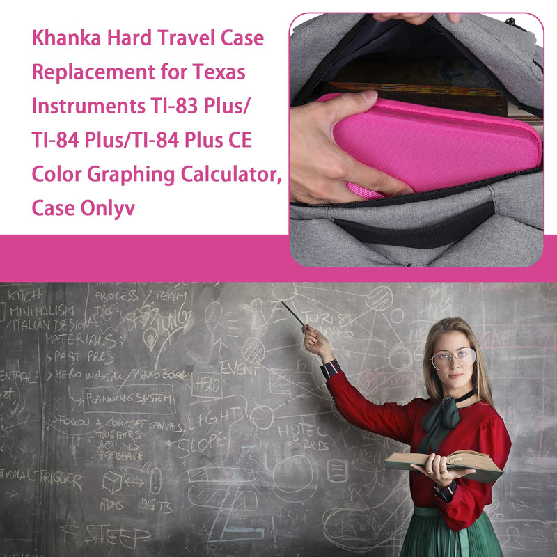 Khanka Hard Travel Case Replacement for Texas Instruments TI-83 Plus/TI-84 Plus/TI-84 Plus CE Color Graphing Calculator, Case Only (Positively Pink) Pink 2