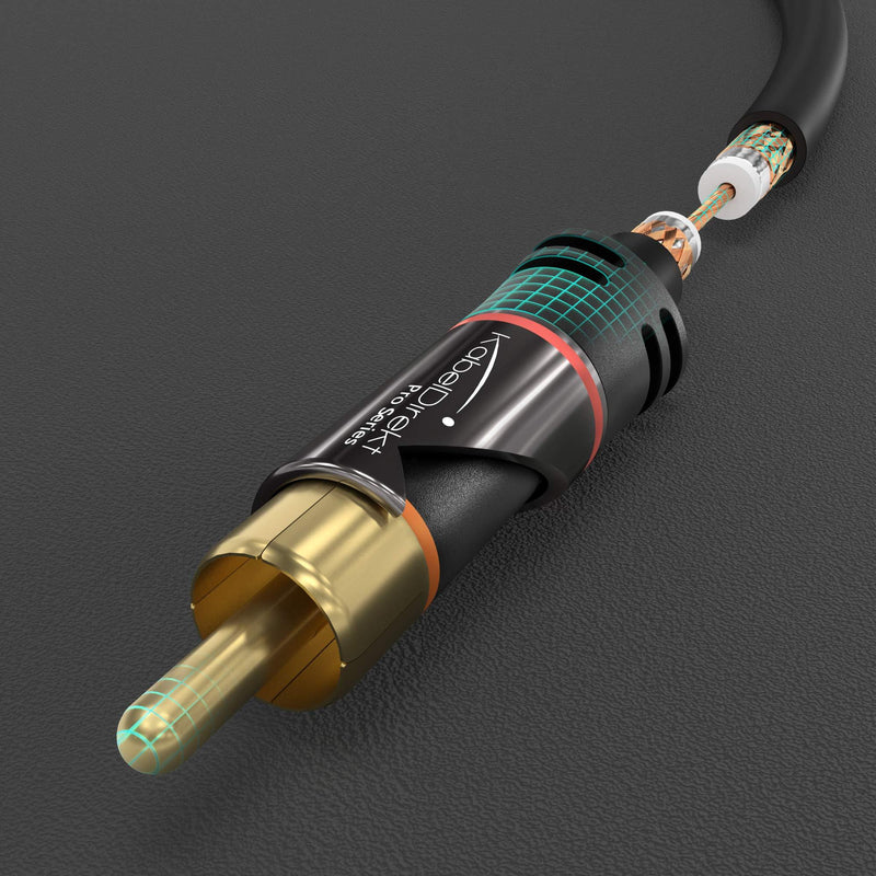 KabelDirekt â€“ 3.5mm to RCA Splitter Cable, Cord (6 feet Short, 3.5mm Aux to 2 RCA Male Audio & Auxiliary Cable, Double-Shielded, Pro Series) Supports (Hi-Fi, Stereo, Phone, iPod) 6 feet