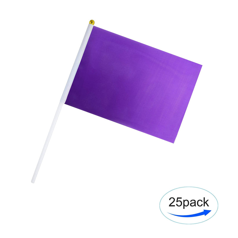 Consummate 25 Pack Solid Purple Flag Small Mini Plain Purple DIY Flags On Stick,Party Decorations for Parades,Grand Opening,Kids Birthday,Party Events Celebration