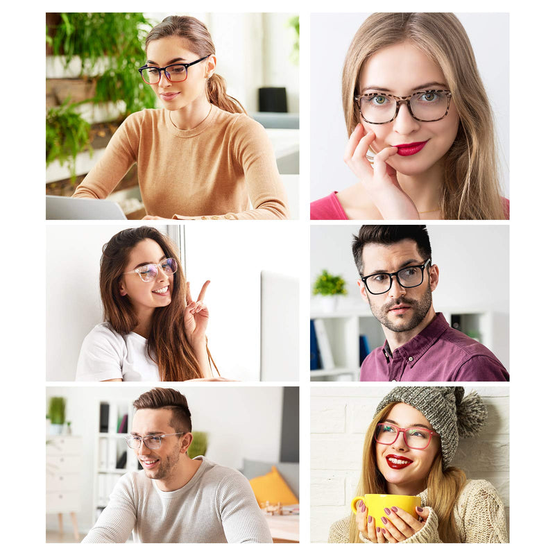 MIGSIR 6 Pack Blue Light Blocking Glasses for Computer Gaming, Fashion Fake Anti Eye Strain Eyeglasses for Women Men 6 Pack Mix