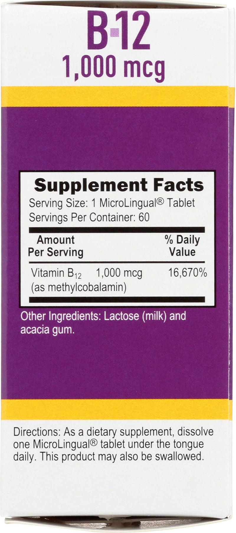 Superior Source No Shot Vitamin B12 Methylcobalamin, Quick Dissolve Sublingual Tablets, Active Form of B12, Increase Metabolism, Energy Production, Nervous System Support, Non-GMO (Vitamin B12 1,000mcg) Vitamin B12 1,000mcg
