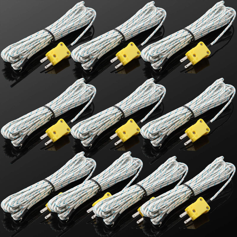 3 Meters K Type Mini-Connector Thermocouple Temperature Probe Sensor Temperature Sensing Line K Type Thermocouple Wire Measure Range -50 to 400 Celsius, Compatible with TM902C/ TES1310 (10 Pieces) 10