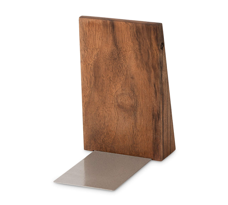 TILISMA Handmade Wooden Book Ends - Decorative Bookends for Shelves - Sturdy Book Holders for Heavy Books - Walnut Tree