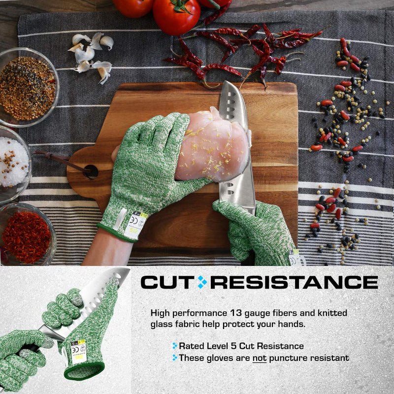 Glove Station Ultra Durable Series Cut Resistant Gloves - High Performance Level 5 Protection, Food Grade. 1 Pair Large Mint Green