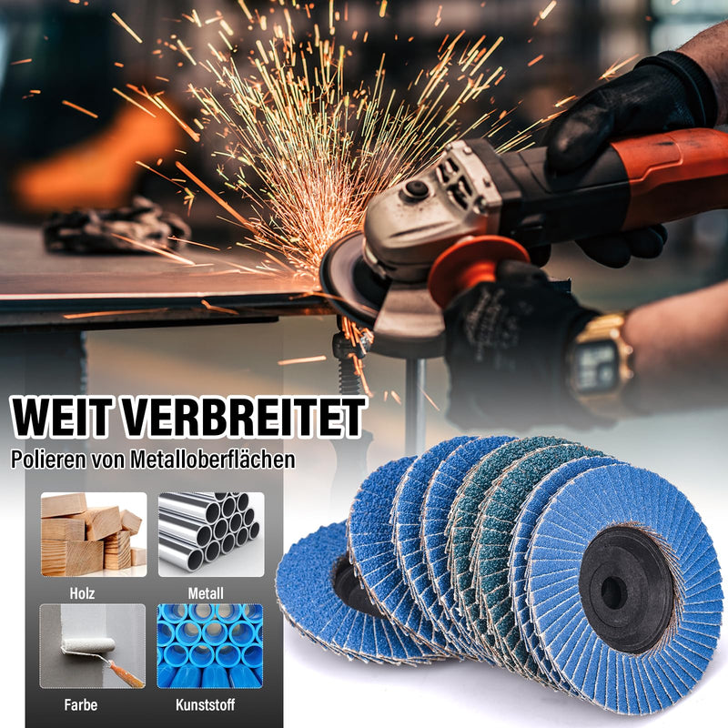 HATANSE Pack of 8 serrated discs, diameter 76 mm x 10 mm, sanding discs, sanding mop plates, 40, 60, 80, 120 grit set of flap discs for angle grinder, polishing machine