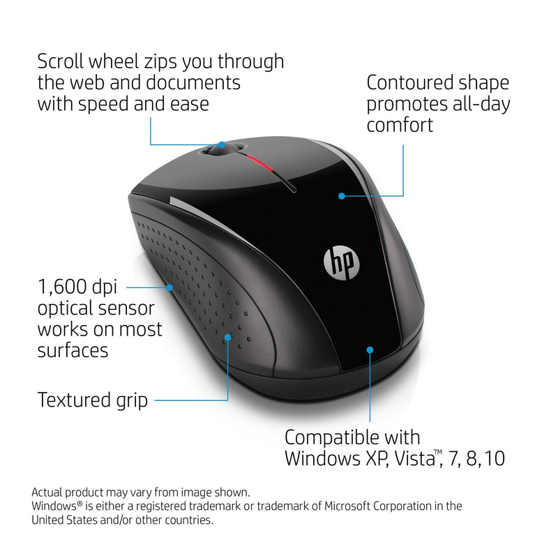 HP X3000 Wireless Mouse, Black (H2C22AA#ABL)